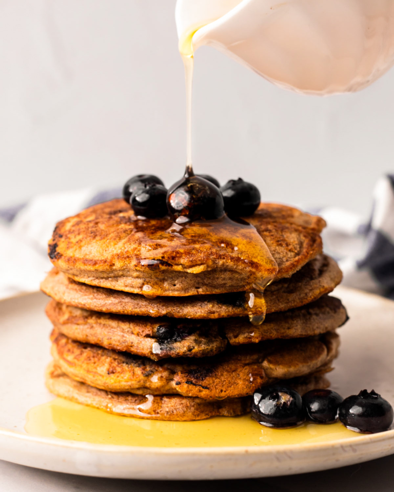 Blueberry-whole-wheat-pancakes-with-syrup